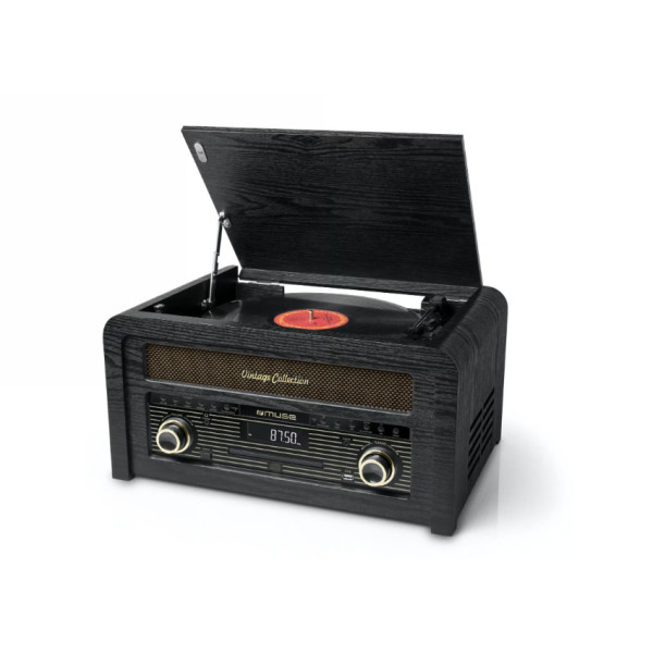 Cd-mikrosüsteem vinüülplaadimängijaga, 20w väljundvõimsus, mt 115 w, muse