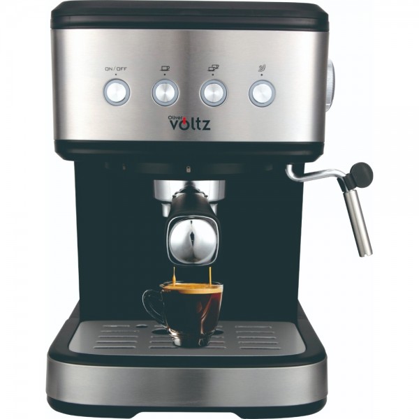 Espressomasin oliver voltz ov51171f, 1.2 l, 20 bar, 1100w, kreemiketas, must/inox