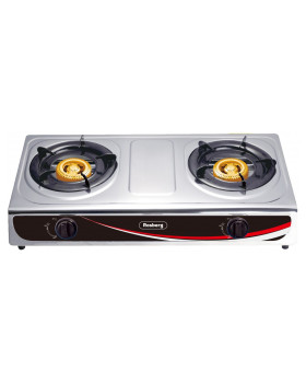 Kahekordne gaasipliidiplaat rosberg r51454ad, 30 mbar, roostevaba teras, malmpõletid