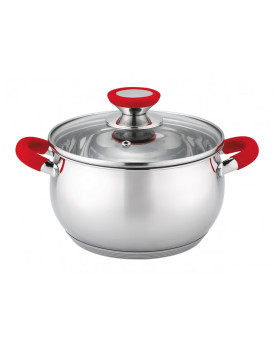 Pott voltz ov51210n24, 24 cm/6 l, punased käepidemed, roostevaba teras