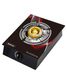 Ühekordne gaasipliidiplaat rosberg r51454ga, 30 mbar, must karastatud klaas, malmist põleti, kahe re