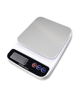 Köögikaal rosberg r51651p, 5kg, 2xaaa patareid, led-ekraan, valge/must