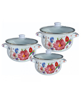 Kvaliteetne, vastupidav, emailitud terasest kastmepannide komplekt, 5r54518h3g, rosberg