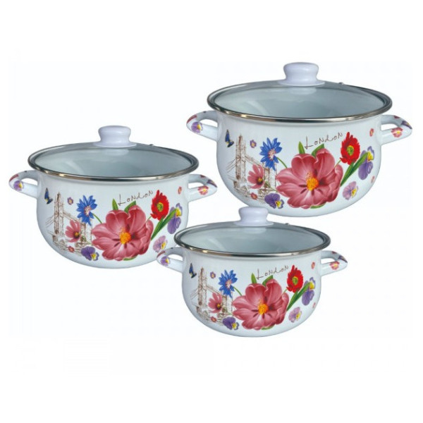 Kvaliteetne, vastupidav, emailitud terasest kastmepannide komplekt, 5r54518h3g, rosberg