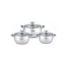 Pottide komplekt voltz ov51210n6b, 18/20/22 cm = 2,5/3,5/4,6 l, hallid käepidemed, roostevaba teras,
