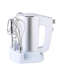 Mikser rosberg r51110kb, 300w, 5 kiirust, aluse ja tarvikutega, valge/hõbedane
