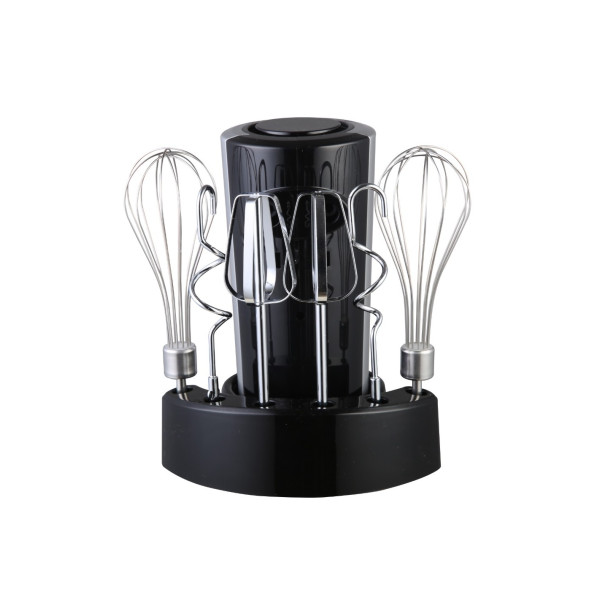 Mikser rosberg r51110kb, 300w, 5 kiirust, aluse ja tarvikutega, must/hõbedane