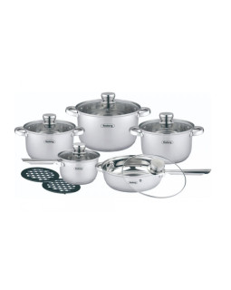 Rosberg r51210l12bm, 12-osaline köögitarvete komplekt, 2-osaline alus, roostevabast terasest