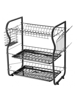 Rosberg 55r53000ob nõudekuivatusrest, 3 taset, 43×24×45 cm, must