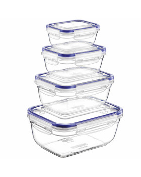 4-osaline toidu säilitusnõude komplekt, ristkülikukujulised, 0,4 l, 0,8 l, 1,4 l, 2,3 l, 40006, mich
