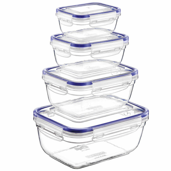 4-osaline toidu säilitusnõude komplekt, ristkülikukujulised, 0,4 l, 0,8 l, 1,4 l, 2,3 l, 40006, mich