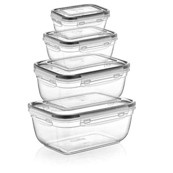 4-osaline toidu säilitusnõude komplekt, ristkülikukujulised, 0,4 l, 0,8 l, 1,4 l, 2,3 l, 40011, mich