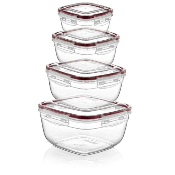 4-osaline toidu säilitusnõude komplekt, ristkülikukujulised, 0,5 l, 0,9 l, 1,5 l, 2,4 l, 40013, mich