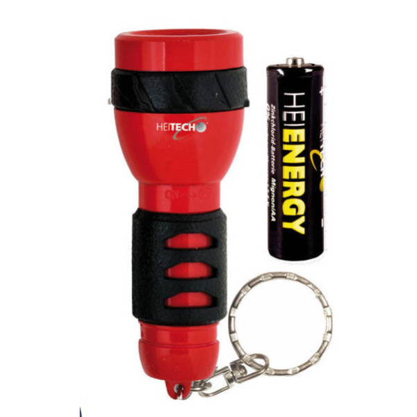 Punane taskulamp 1 led-iga, pikkus 8 cm, 4003556, heitech