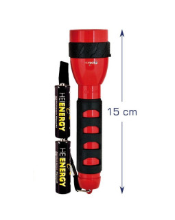 Punane taskulamp 5 led-iga, pikkus 15 cm, 4003557, heitech
