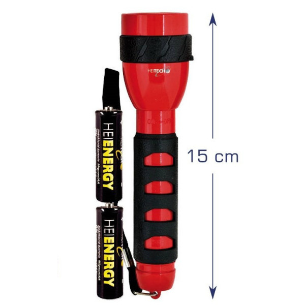 Punane taskulamp 5 led-iga, pikkus 15 cm, 4003557, heitech