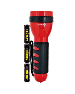 Punane taskulamp 9 led-iga, pikkus 19 cm, 4003558, heitech