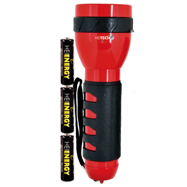 Punane taskulamp 9 led-iga, pikkus 19 cm, 4003558, heitech