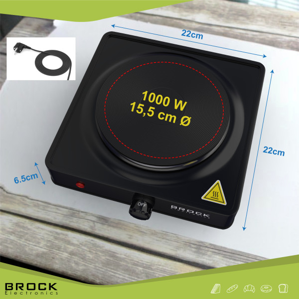Ühe rõngaga elektripliit brock ep 100 bk, 1500w