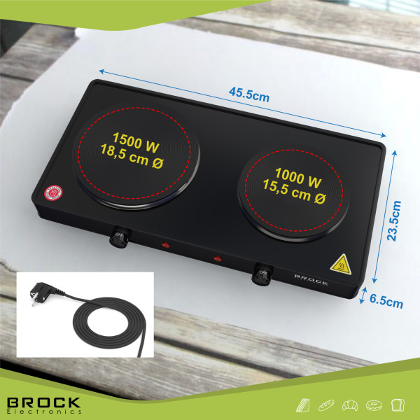 Kahe rõngaga elektripliit brock ep 200 bk, 2500w Kahe rõngaga elektripliit brock ep 200 bk, 2500w