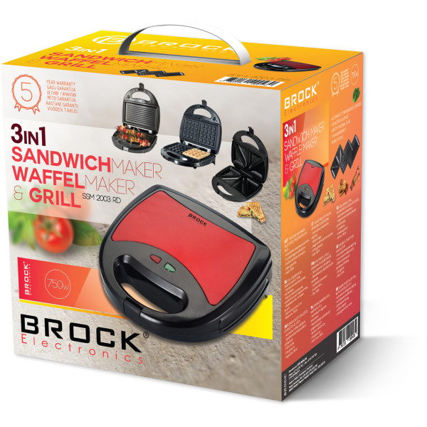 Brock 3 in 1 võileib / vahvliküpsetaja ja grill, 750 w