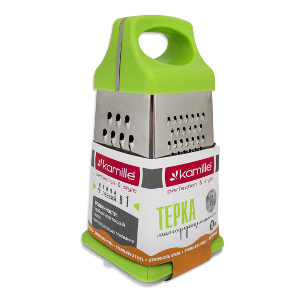 Neljakülgne roostevabast terasest riiv anumaga, 7202, kamille