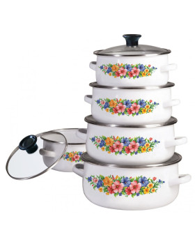 5 tk. valge korpusega kastrulikomplektid