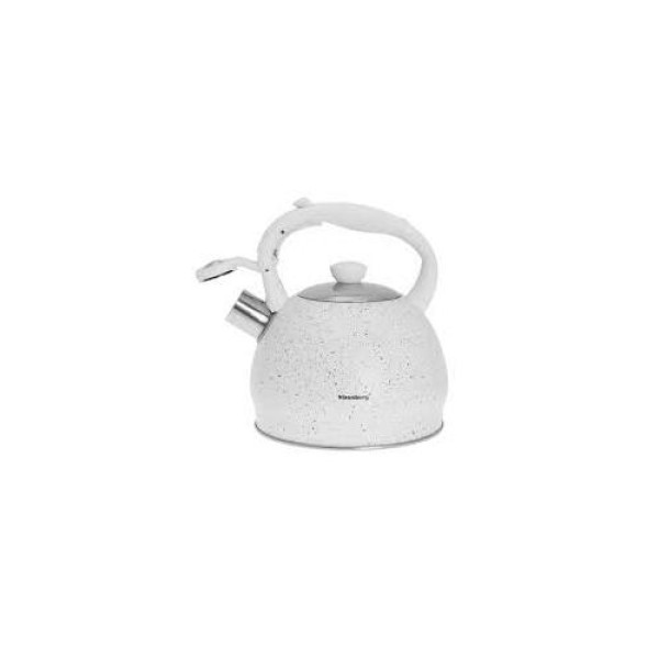 Vilistav teekann, 2 l, valget marmorist värvi valge käepidemega