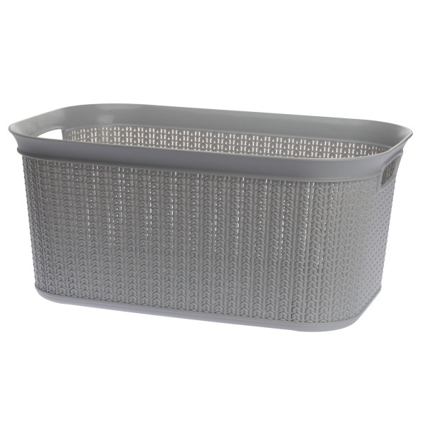 Kootud disainiga plastkorv, 27 l, 22764 gy, helehall, 50,5 x 33,5 x 23,5, alsea