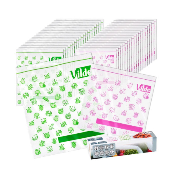 Zip-kinnitusega toidukottide komplekt (40 tk), 229163, vilde