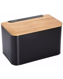 Kinghoff terasest-bambusest leivakast, must, kh 1071