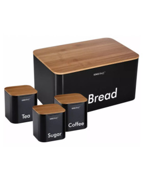 Leivakasti komplekt anumatega, must, teras - bambusest kinghoff.