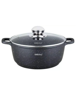 Marmorkattega pott, ø22x9,9 cm 3,3l must kinghoff, kh 1594