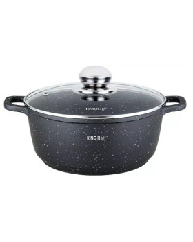 Marmorkattega pott, ø22x9,9 cm 3,3l must kinghoff, kh 1594