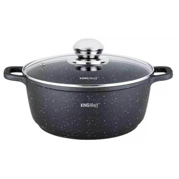 Marmorkattega pott, ø22x9,9 cm 3,3l must kinghoff, kh 1594