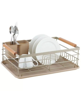 Nõudekuivatusrest, teras-plastik-puit, beež kinghoff Nõudekuivatusrest, teras-plastik-puit, beež kinghoff