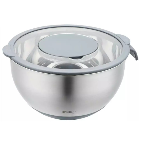 Plieninis dubuo su dangteliu, daugiafunkcis, pilkas, talpa 5l , kinghoff.