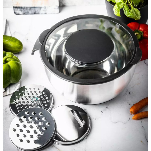 Plieninis dubuo su dangteliu, daugiafunkcis, pilkas, talpa 5l , kinghoff.