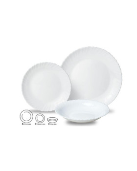 Klaastaldrikud, 18 tk komplekt (õhtusöök, magustoit, supp), opaal, valge, kinghoff, kh 1875