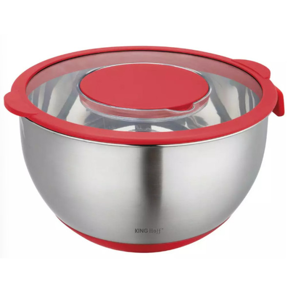 Terasest kauss kaanega, multifunktsionaalne, punane, mahutavus 5l , kinghoff.