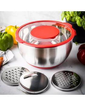 Terasest kauss kaanega, multifunktsionaalne, punane, mahutavus 5l , kinghoff.-foto2