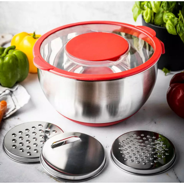 Terasest kauss kaanega, multifunktsionaalne, punane, mahutavus 5l , kinghoff.