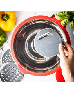 Terasest kauss kaanega, multifunktsionaalne, punane, mahutavus 5l , kinghoff.-foto3