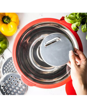 Terasest kauss kaanega, multifunktsionaalne, punane, mahutavus 5l , kinghoff.-foto3