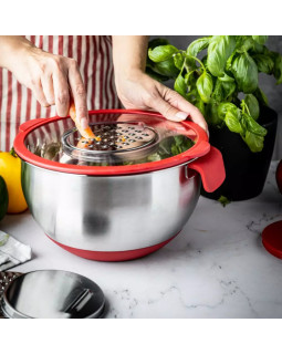 Terasest kauss kaanega, multifunktsionaalne, punane, mahutavus 5l , kinghoff.-foto4