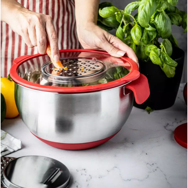 Terasest kauss kaanega, multifunktsionaalne, punane, mahutavus 5l , kinghoff.