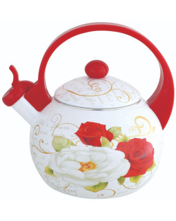 Vilekann, emailitud teras, punase ja valge roosimustriga, 2 l, kinghoff, kh 1910