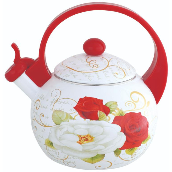 Vilekann, emailitud teras, punase ja valge roosimustriga, 2 l, kinghoff, kh 1910