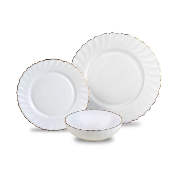 Marigold taldrikute komplekt, 18 osa, opaalkollane valge kuldse kaunistusega, kinghoff kh 1921 Marigold taldrikute komplekt, 18 osa, opaalkollane valge kuldse kaunistusega, kinghoff kh 1921