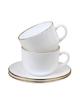 Tasside komplekt, 210 ml, 12 tk, ümarad, opaalvalged kuldse kaunistusega, kinghoff kh 1929